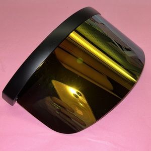 Blue gold mirror sun visor sunglasses face wind shield hat uv festival burner